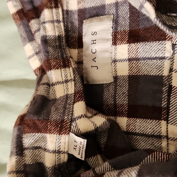 JACHS Men’s Brawny Long Sleeve Flannel Button Down Shirt Jacket Brown Grey XLT - Picture 15 of 16